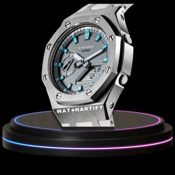 g shock classic collection mod silver with gray face cerulean blue time marker 3 g shock classic collection mod silver with gray face cerulean blue time marker 3