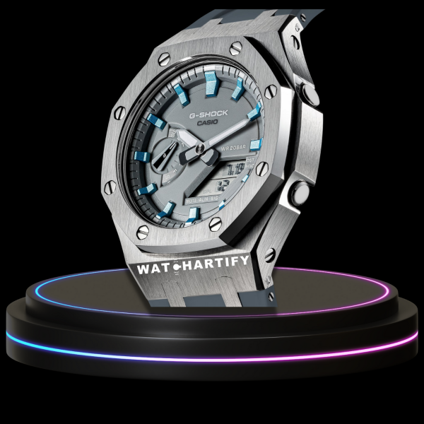 g shock classic collection mod silver with gray face grayrubber ice blue time marker 3 g shock classic collection mod silver with gray face grayrubber ice blue time marker 3
