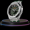 g shock classic collection mod silver with green face silver 3