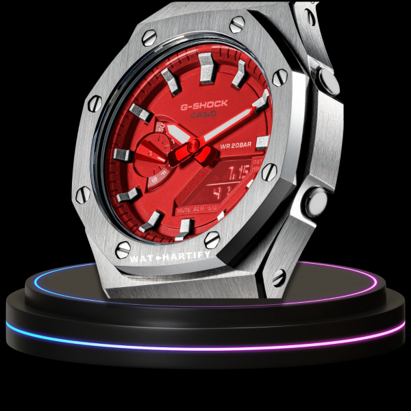 g shock classic collection mod silver with red face silver time marker black rubber 3 g shock classic collection mod silver with red face silver time marker black rubber 3