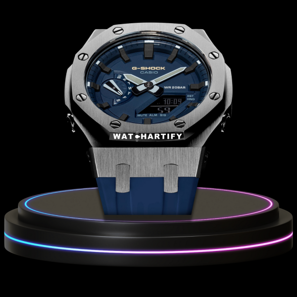 g shock ga 2110et 2a classic collection mod silver with blue face 2