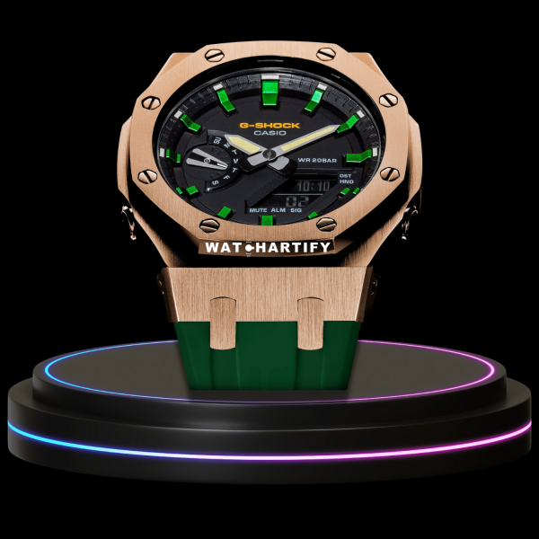 g shock royal rose gold collection mod rose gold with black face green rubber strap 2 g shock royal rose gold collection mod rose gold with black face green rubber strap 2