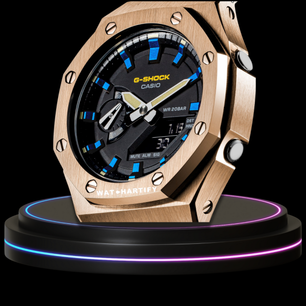 g shock royal rose gold collection mod rose gold with black face ocean time marker blue rubber 3 g shock royal rose gold collection mod rose gold with black face ocean time marker blue rubber 3