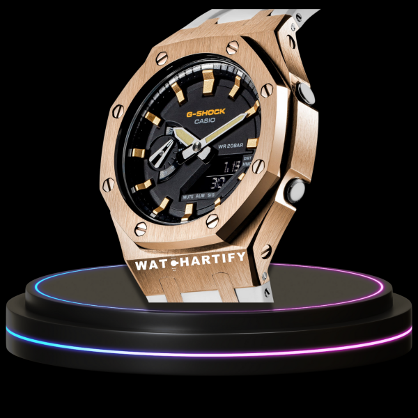 g shock royal rose gold collection mod rose gold with black face white rubber strap 3 g shock royal rose gold collection mod rose gold with black face white rubber strap 3