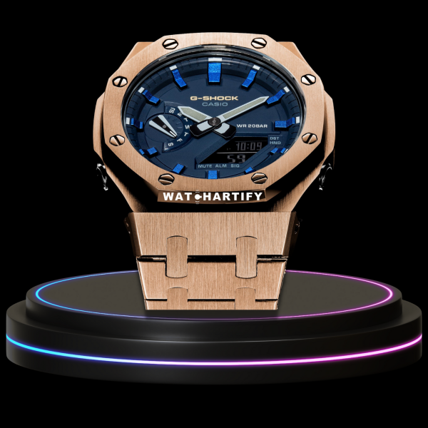 g shock royal rose gold collection mod rose gold with blue face metal strap ocean time marker 2 g shock royal rose gold collection mod rose gold with blue face metal strap ocean time marker 2