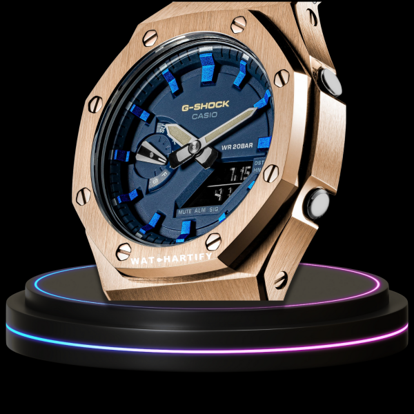 g shock royal rose gold collection mod rose gold with blue face metal strap ocean time marker 3 g shock royal rose gold collection mod rose gold with blue face metal strap ocean time marker 3