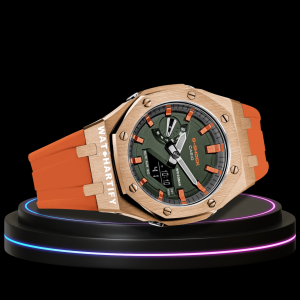 g shock royal rose gold collection mod rose gold with green face metallic orange time marker g shock royal rose gold collection mod rose gold with green face metallic orange time marker