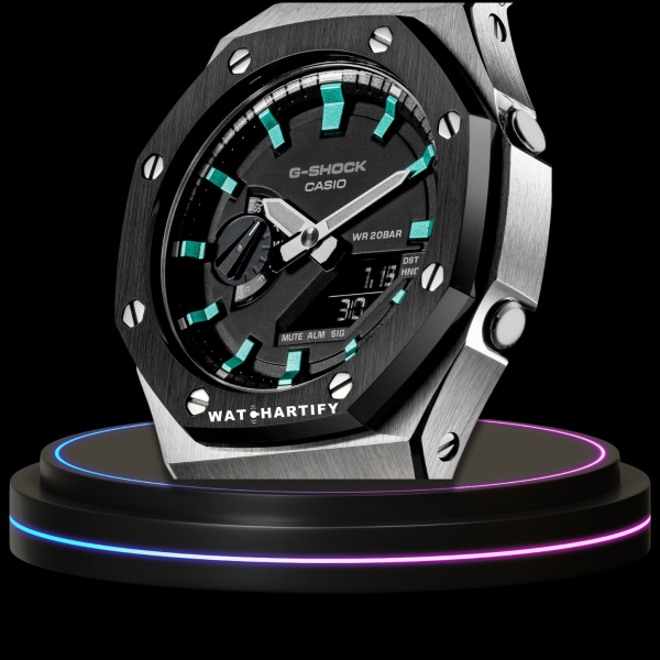 g shock tiffany collection silver black case black with black face blue rubber band 3