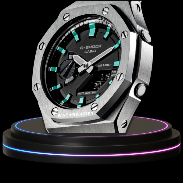 g shock tiffany collection silver case black with black face black rubber band 3