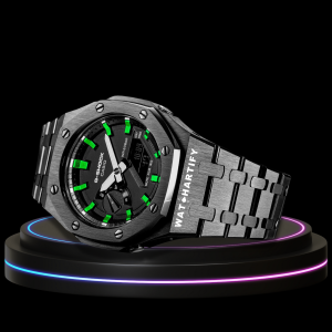 g shock titanium collection metal band mod with black face metallic green g shock titanium collection metal band mod with black face metallic green