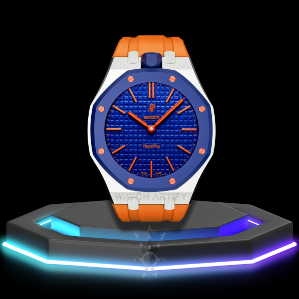 AP x Swatch | Royal Pop Series Dark Blue Dial | Orange Silicone Bracelet