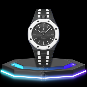 AP x Swatch | Royal Pop Series White Dial | Black White Rainbow Stainless Steel Strap