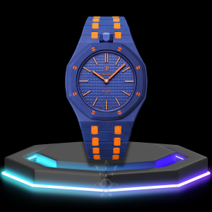 AP x Swatch | Royal Pop Series Dark Blue Dial | Dark Blue Orange Rainbow Stainless Steel Strap