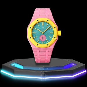 AP x Swatch | Royal Pop Series Yellow Dial | Pink Stainless Steel Strap