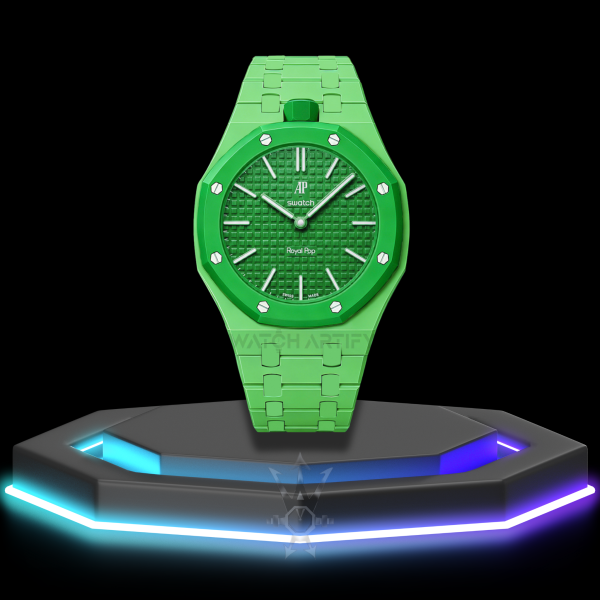 27 AP x Swatch | Royal Pop Series Dark Green Dial | Light Green Stainless Steel Strap