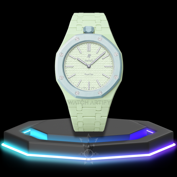 31 AP x Swatch | Royal Pop Series Pale Green Dial | Pale Green Stainless Steel Strap