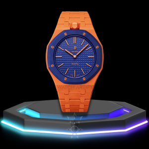33 AP x Swatch | Royal Pop Series Dark Blue Dial | Dark Orange Stainless Steel Strap