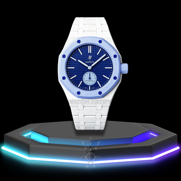 AP x Swatch | Royal Pop Series Light Blue Dial | White Stainless Steel Strap