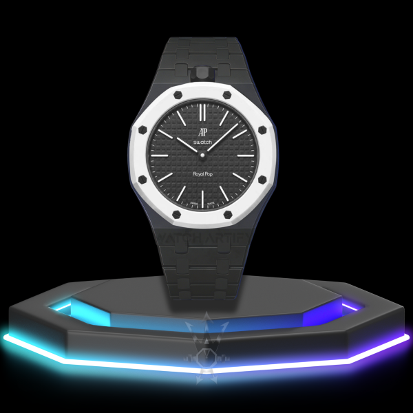 AP x Swatch | Royal Pop Series White Dial | Black Stainless Steel Strap