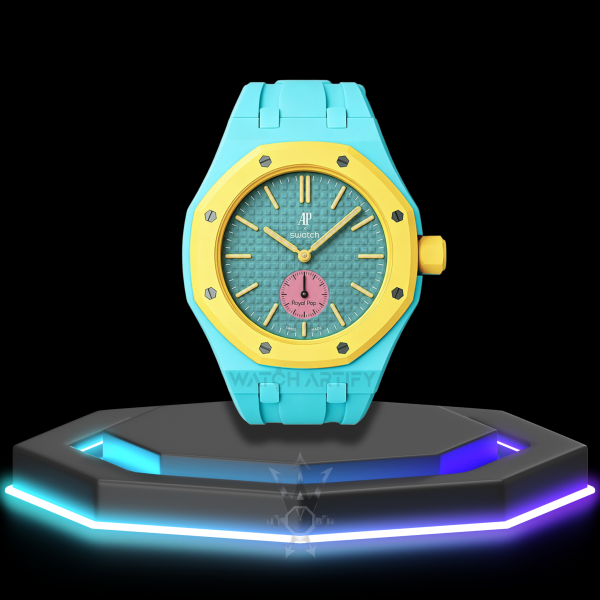 39 AP x Swatch | Royal Pop Series Yellow Dial | Tiffany Blue Silicone Bracelet