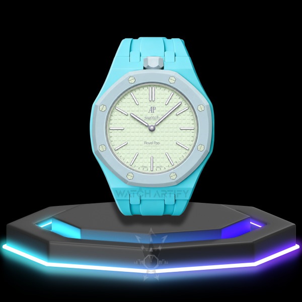 AP x Swatch | Royal Pop Series Light Grey Dial | Tiffany Blue Silicone Bracelet