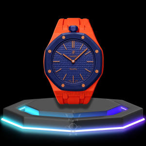 41 AP x Swatch | Royal Pop Series Dark Blue Dial | Dark Orange Silicone Bracelet