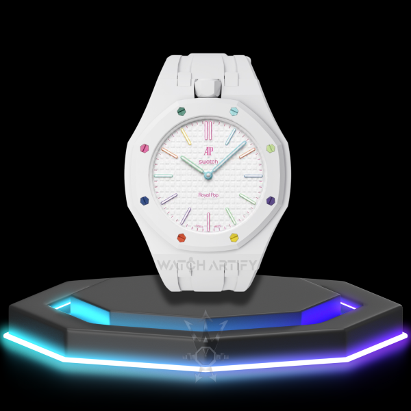 62 AP x Swatch | Royal Pop Series White Dial with Screw-in Crown | White Silicone Bracelet