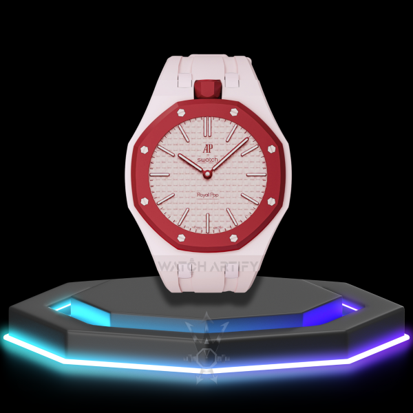 68 AP x Swatch | Royal Pop Series Claret Dial with Screw-in Crown | Pale Pink Silicone Bracelet