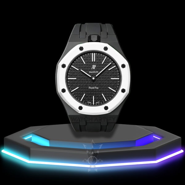 73 AP x Swatch | Royal Pop Series White Dial with Screw-in Crown | Black Silicone Bracelet