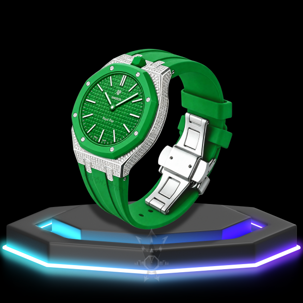 75 AP x Swatch | Royal Pop Series Dark Green Dial with Moissanite | Dark Green Silicone Bracelet