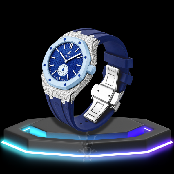 77 AP x Swatch | Royal Pop Series Light Blue Dial with Moissanite | Dark Blue Silicone Bracelet