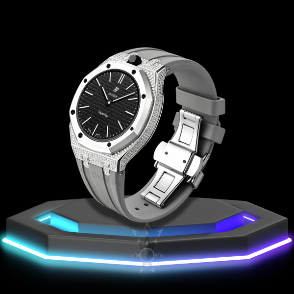 81 AP x Swatch | Royal Pop Series White Dial with Moissanite | Grey Silicone Bracelet