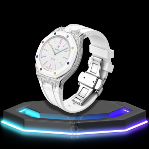 82 AP x Swatch | Royal Pop Series White Dial with Moissanite | White Silicone Bracelet