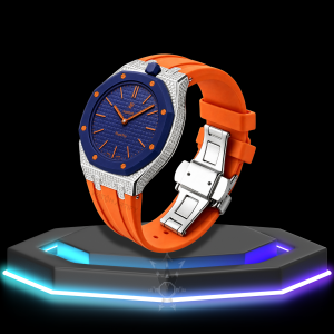 84 AP x Swatch | Royal Pop Series Dark Blue Dial with Moissanite | Orange Silicone Bracelet