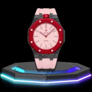 AP x Swatch | Royal Pop Series Claret Dial with Carbon Fiber | Light Pink Silicone Bracelet