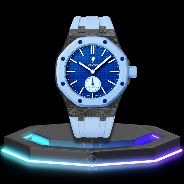 89 AP x Swatch | Royal Pop Series Light Blue Dial with Carbon Fiber | Light Blue Silicone Bracelet