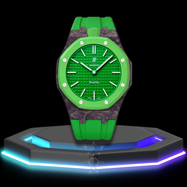 94 AP x Swatch | Royal Pop Series Light Green Dial | Dark Green Silicone Bracelet