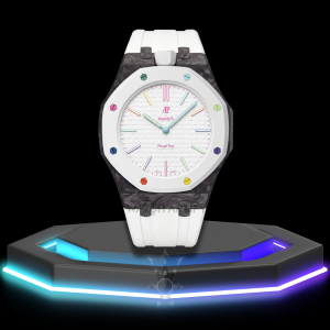 98 AP x Swatch | Royal Pop Series White Dial with Carbon Fiber | White Silicone Bracelet
